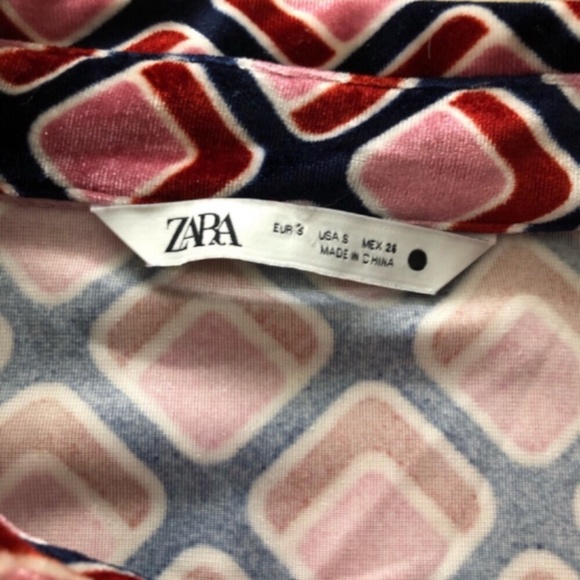 Zara Geometric Colour Block Full Button Up Dress - Picture 2 of 7